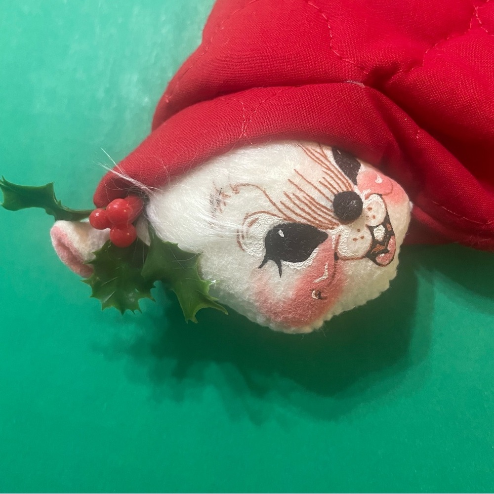 Vintage Annalee 1994 Christmas Stocking Mouse Red Quilted Holidays. Pre-owned. - Picture 2 of 10